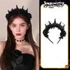 Женская повязка на голову корона кружевной декор обруч для волос Хэллоуин темный стиль эластичный головной убор