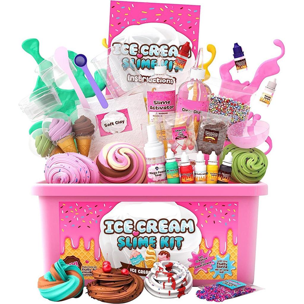 DIY Ice Cream Slime Kit For Girls, Magical Ice Cream Slime Making Kit, Fun Gift, 10 Years Old Girl Birthday Gift And 8-10 Years Old Girl Toy 350ml