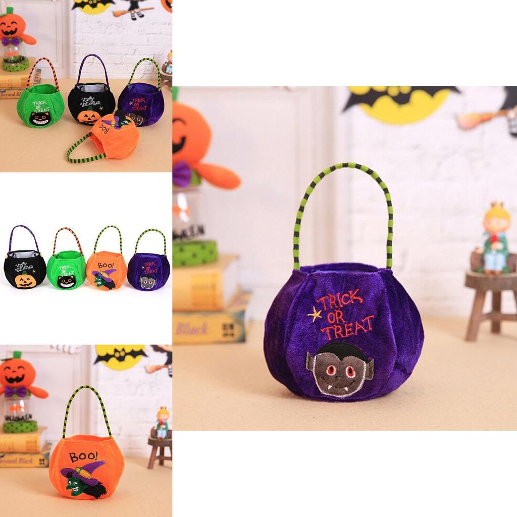 Festive Halloween Candy Bags With Creative Cat Witch And Pumpkin Prop Decorations