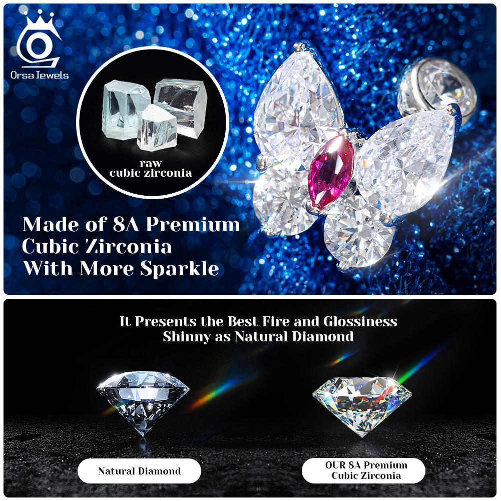 ORSA JEWELS Изысканные серьги из серебра 925 пробы с цирконами для женщин Блестящие серьги с кубическим цирконием 8A Премиум Вечерние украшения LZE03