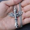 Titanium Steel Wing Pendant Men's Jewelry Punk Personality Titanium Steel Necklace Cross Accessories Angel