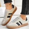 Fashion Concise Striped Sports Shoes Woman Comfortable Lightweight Lace-Up Sneakers for Women Casual Solid Suede Vulcanize Shoes Mujer