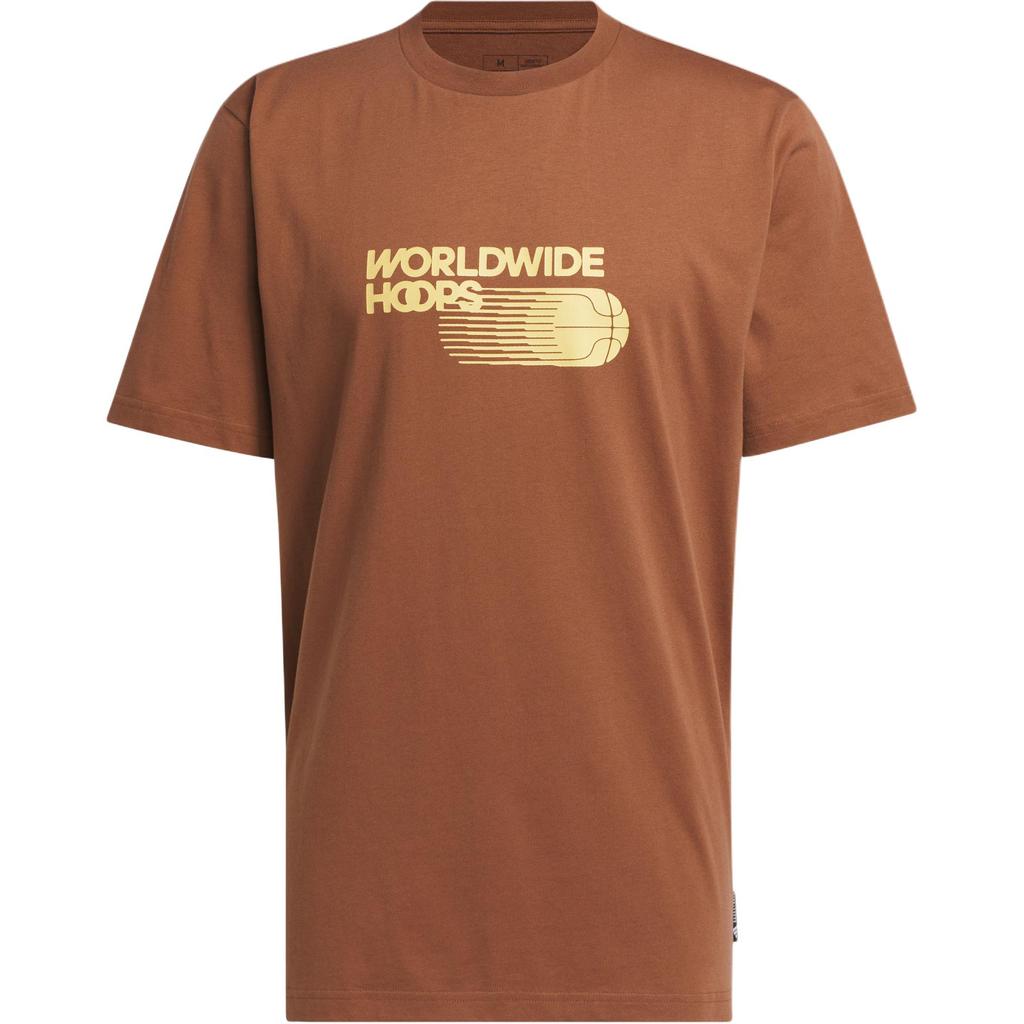 Adidas T Shirts Men's Brown Crew Neck Moderate Straight Fit JE3757