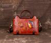 Cowhide Handbag Texture Single Shoulder Oblique Cross Bag Vintage Handmade Butterfly Flower Women's Bag