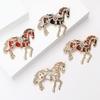 Alloy Multicolor Rhinestone Horse Brooch Inlaid Standing Horse Brooch Lapel Pin Zodiac Year