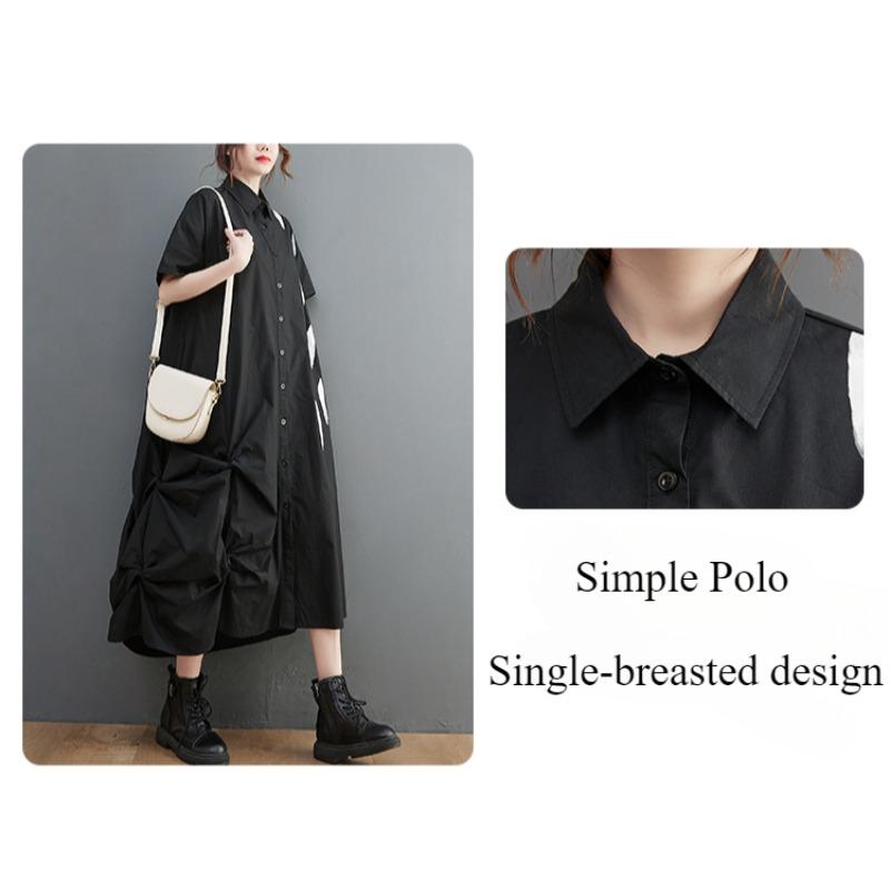 Summer Women's Dress Loose Large Size Cool Comfort Short Sleeve Printed Skirt Artistic Temperament In The Long Casual Dress