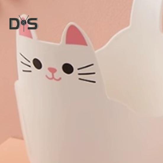 2Pcs Garbage Cans Pen Holders Large Capacity Smooth Edge Burr Free Cartoon Cat Shape Mini Table Trash Cans Storage Buckets