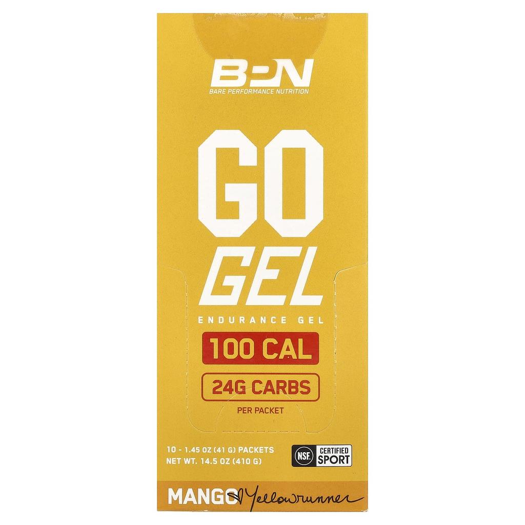 BPN, Go Gel, Гель для выносливости, Манго, 10 пакетиков, 41г (1,45 унции) Каждый