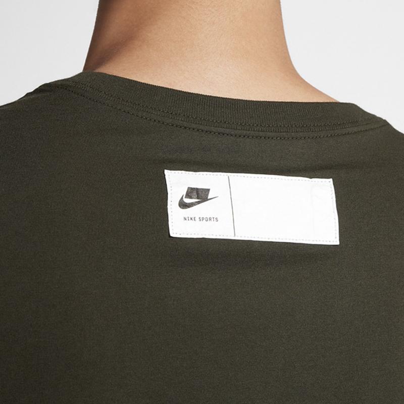 Nike Мужская футболка с длинным рукавом и логотипом Оливковая CI6215-355