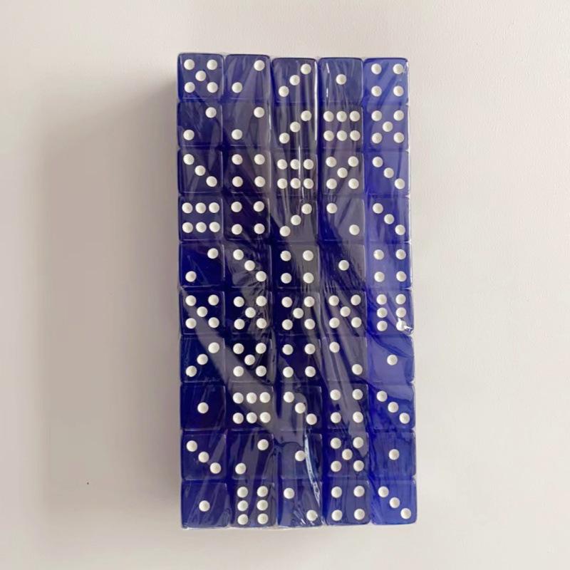 16mm Transparent Square Corner Number Dice, 50-Piece Box, 1.6cm Acrylic Right-Angle Dice