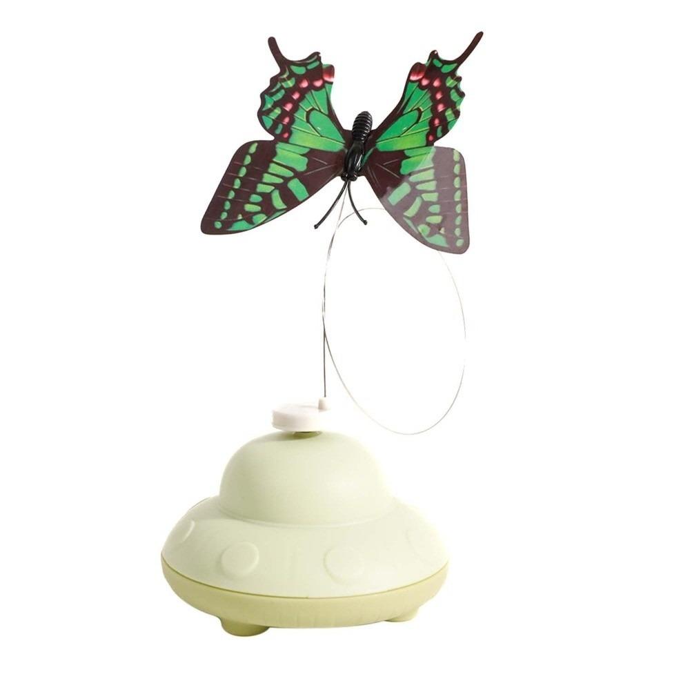 360° Rotating Electric Cat Teasing Stick Butterfly Pattern Self-hilarity Cat Electric Toy Automatic Rotate Non-slip Base