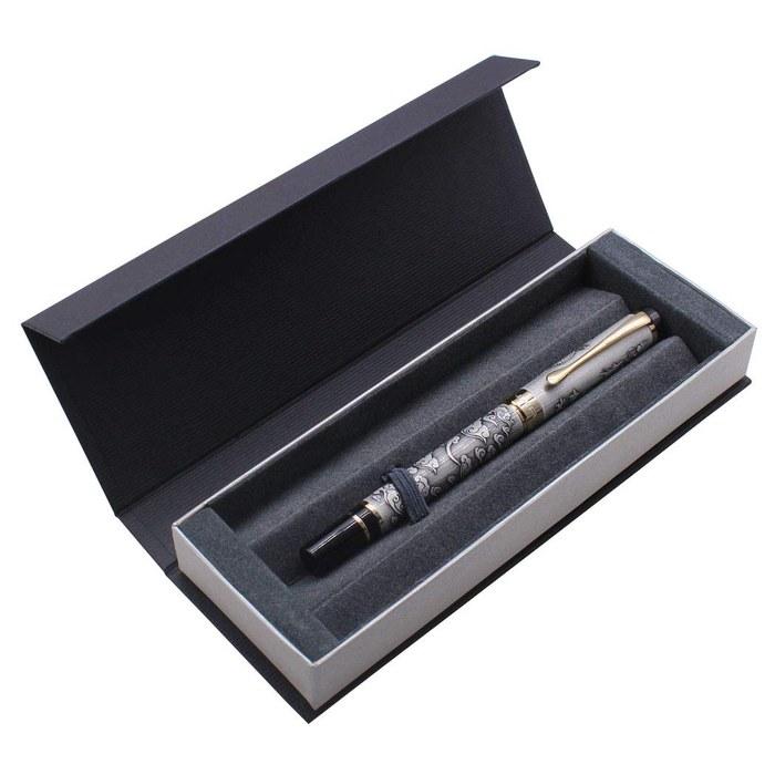 Gullor Fountain Pen with Gift Box, Cloud and Dragon Carving, Fine Nib, Gray