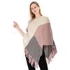 Spring and Autumn Women's Shawl Square Colorblocking Knitted Tassel Pullover Poncho