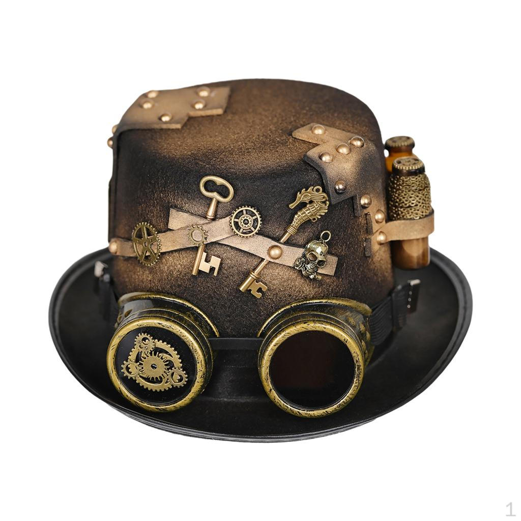 Funny Gothic Gear Glasses Hat Women Men Deluxe Butler Steampunk Party Wedding Caps Fedora Trilby