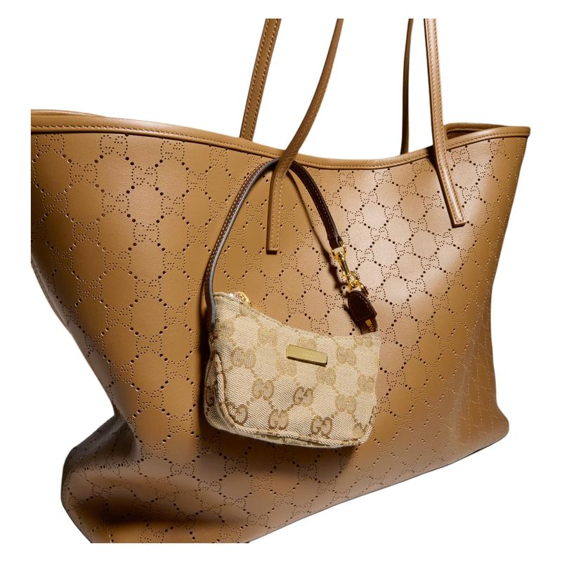 Gucci Lady Lunetta Generation Snap Closure Canvas Coin Purse Regular Unisex Couple Style Sand and Brown