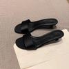 Grape Mom's Silk One-Strap Kitten Heel Leather Sandals for Women