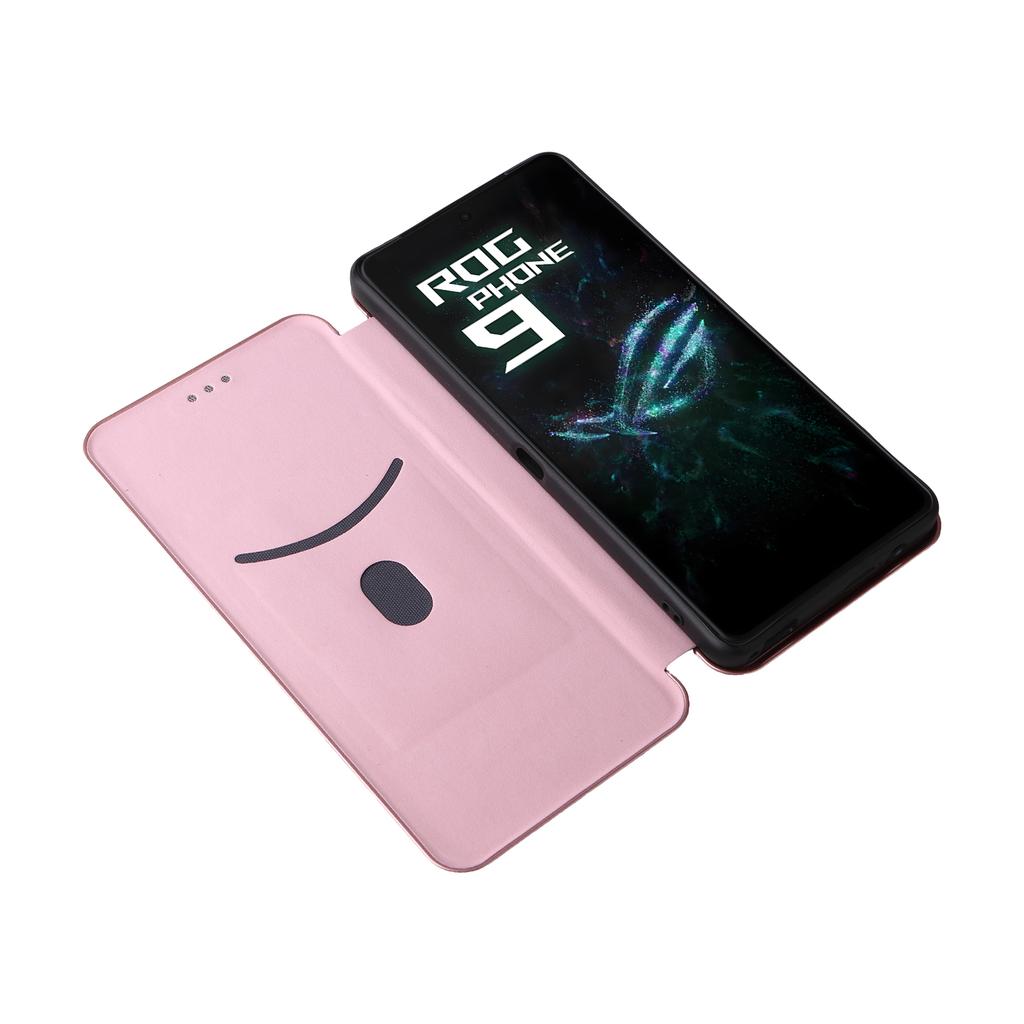 For Asus ROG Phone 9 5G Case Carbon Fiber Texture Drop-Proof PU Leather Phone Cover