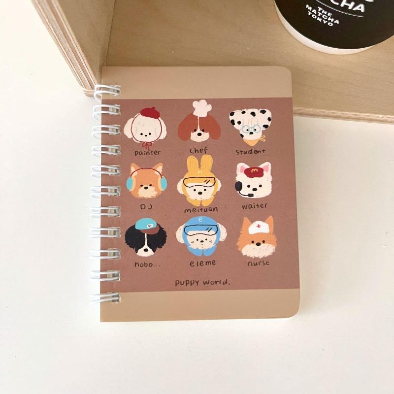 Cute Cartoon Spiral Notebook A7 Size Portable Pocket Side Flip Notepad for Students Aesthetic Memo Pad for Notes Journaling