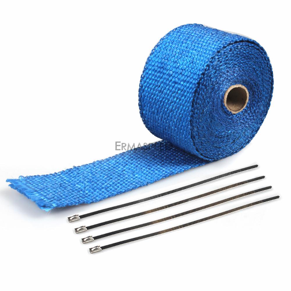 Универсальная термолента для выхлопной трубы мотоцикла, 5 м, тепловая пленка для коллектора, лента из стекловолокна, термозащита из нержавеющей стали