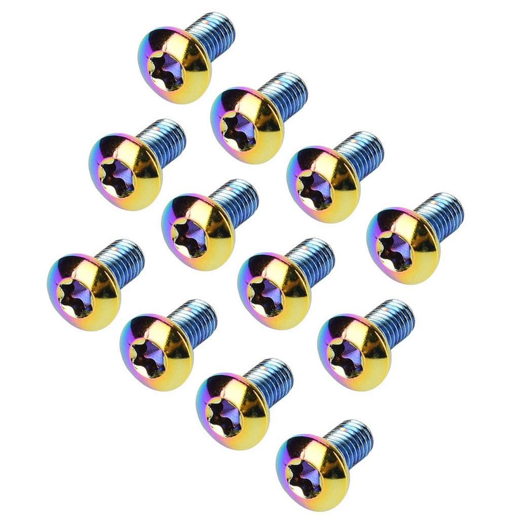 12PCS Heavy Duty Steel Bike Bicycle Disc Brake Rotor T25 Screws Cycling Accessory Colorful