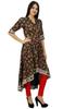 Women Long Asymmetrial Printed Dress Button Down Rayon Kurti Indian Designer