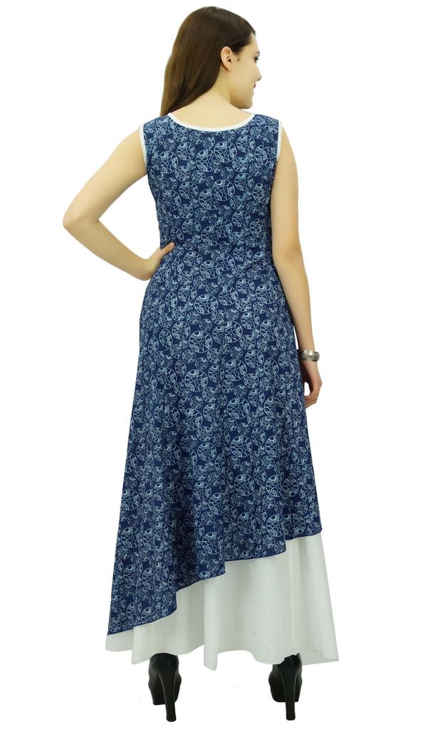 Phagun Этническое женское платье-туника без рукавов с принтом Kurti Top, дизайнерское хлопковое платье-туника