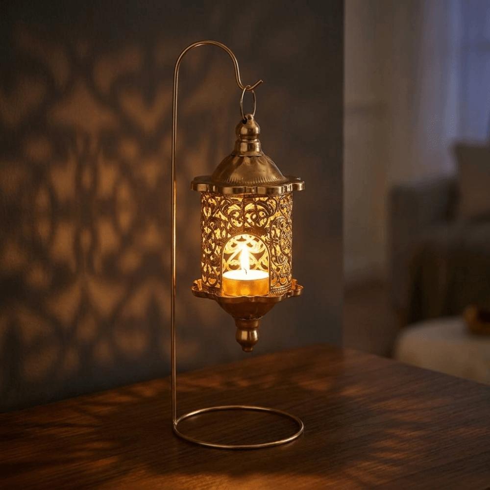 Iron Candle Stand Vintage Candle Holder Tabletop Ornament Hollow Metal Candlestick Living Room