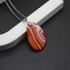 Natural Stone Necklace Exquisite Oval Striped Agates Pendant For Women Birthday Gift Chain 60 CM