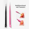 Двусторонние пинцеты для ногтей с силиконовой головкой, пинцеты для ногтей, щипцы для наклеек, маникюрные инструменты для дизайна ногтей, аксессуары
