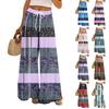 Women Summer Boho Palazzo Pants High Waist Wide Leg Floral Printing Casual Trousers With Pockets