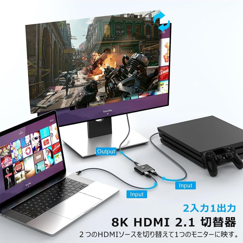 HDMI Switcher Chayoo 2 Input 1 Output 1 Input 2 Output Bidirectional HDMI Selector Distributor Manual HDMI Switch 48Gbps High Bandwidth Compatible