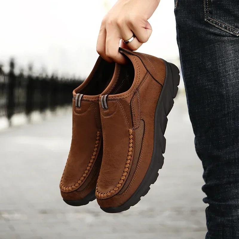 Кожаная мужская повседневная обувь Zapatos Новые мужские лоферы мокасины дышащие слипоны обувь для вождения большие размеры 39-48 дропшиппинг