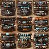 Men's Beaded Bracelet Stacking Set 6-Piece Bohemian Bracelets Evil Eye Heart Feather Charm Handmade Braided Ethnic Set for Me
