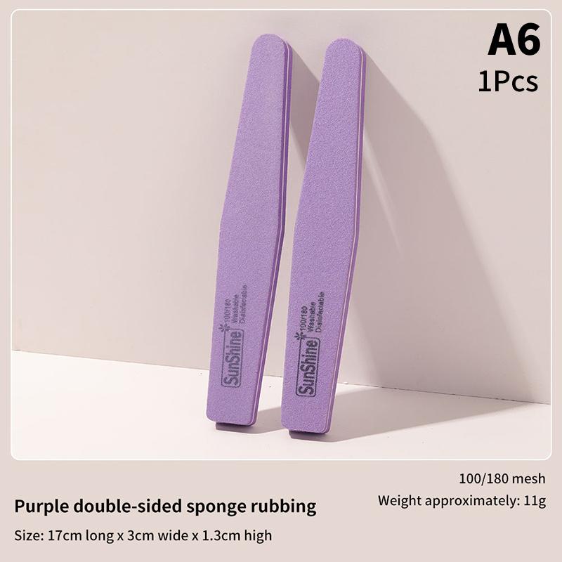 1 шт. смешанная губка для ухода за ногтями, наждачная бумага, пилочка для ногтей, двухсторонние полоски, пилочки для маникюра и дизайна ногтей, прочная мойка