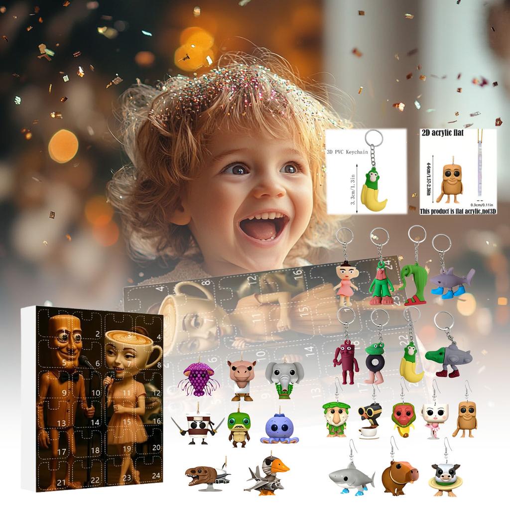 Итальянский Брейнрот Адвент-календарь,Хэллоуин Адвент-календарь 2025,2D Плоские Акриловые Итальянские Брейнрот Игрушки,24-дневная Итальянская Брейнрот Фигурка на Хэллоуин