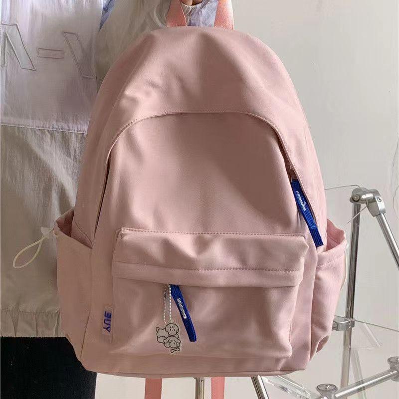 IELGY Ins Wind Japanese Soft Girl Schoolbag Female, Korean Version Solid Color Versatile Girl Backpack Junior High School Student High School Student
