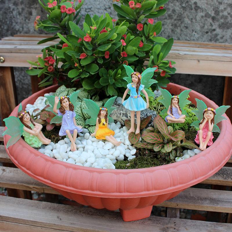 Аксессуары для сада фей, для улицы и дома, 6 шт. Миниатюрные фигурки фей для горшечных растений и украшения мини-садовой лужайки