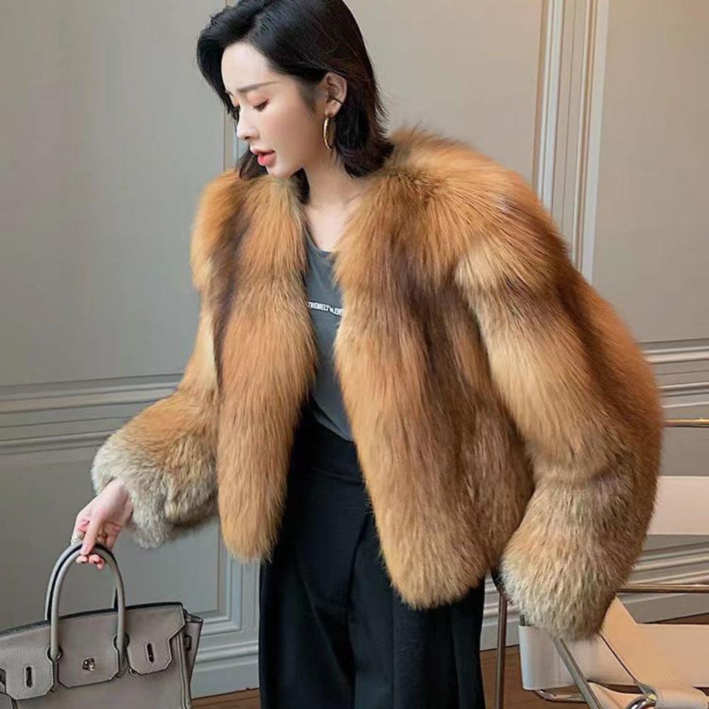Temperamental Lady Leisure Autumn and Winter Fur Coat Thick Warm Silver Fox Fur Light Luxury Short High-end Fur Windbreaker