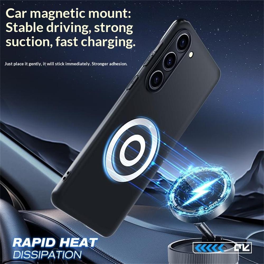 For Samsung Galaxy S23 Case Graphene + Brass Heat Dissipation Silicone PC Phone Cover Support Magnetic Car Mount