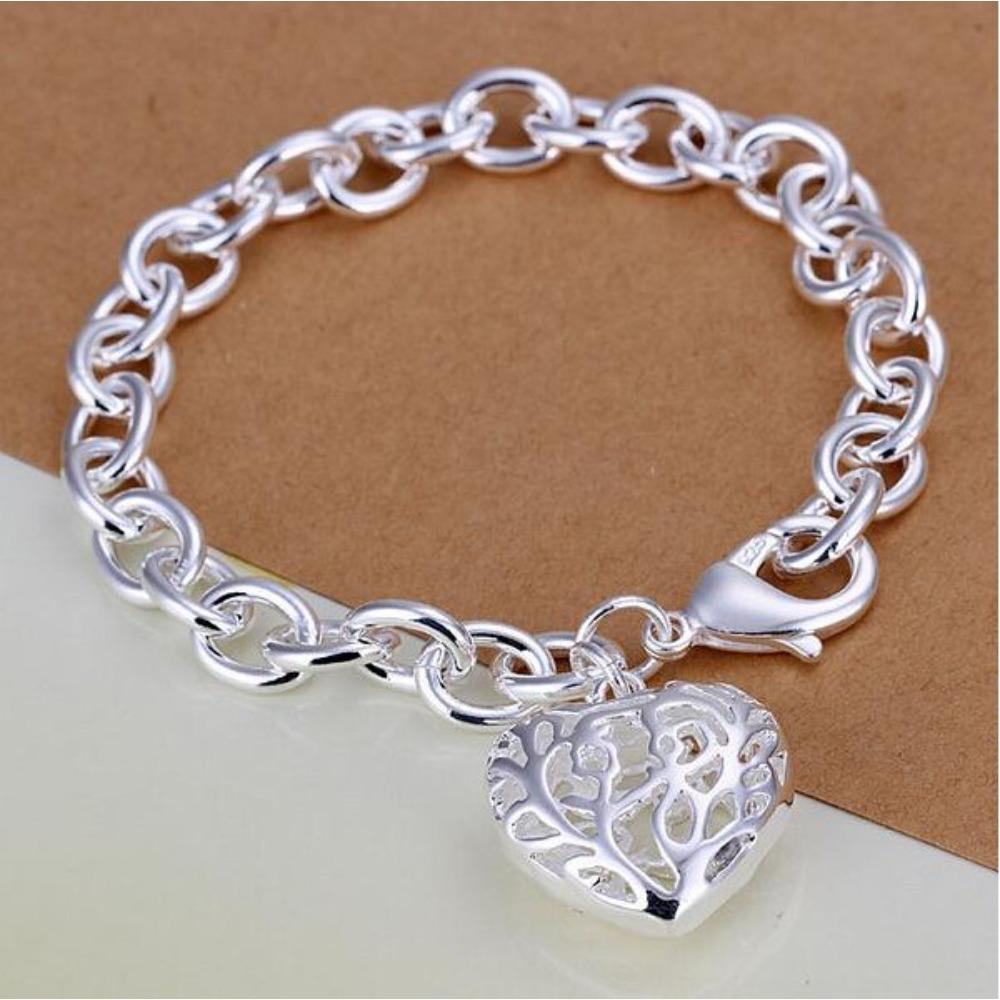 Elegant Silver Plated Hollow Heart Bracelet Fashion Creative Jewelry for Women