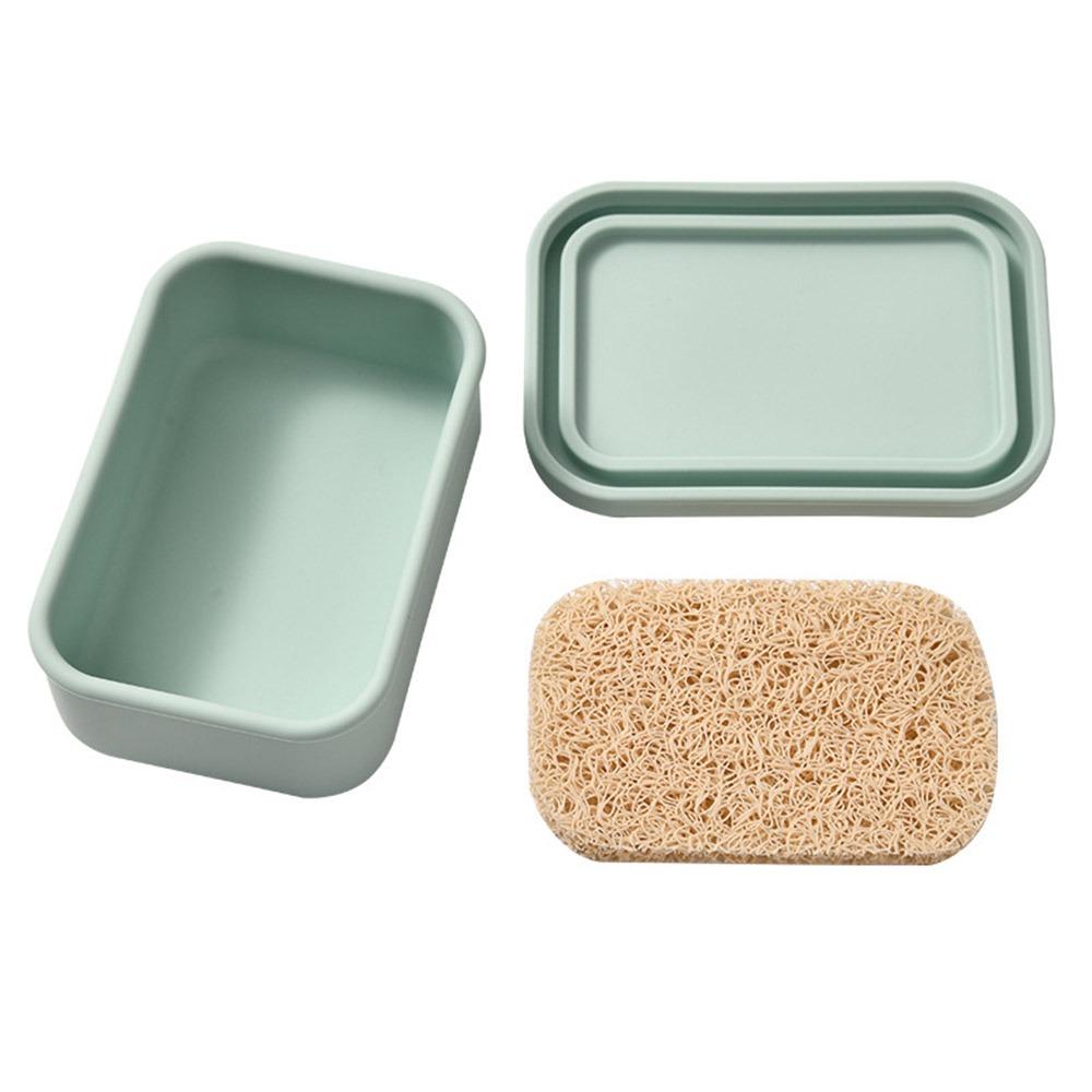 Silicone Drain Soap Dish Square Storage Box Multifunction Travel Soap Box Food Storage