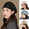 Ladies Winter Pile Hat Baggy Knitted Solid Color Elastic Retro Style Women Cap Anti-slip Warm Beret for Outdoor Activities Daily Wear