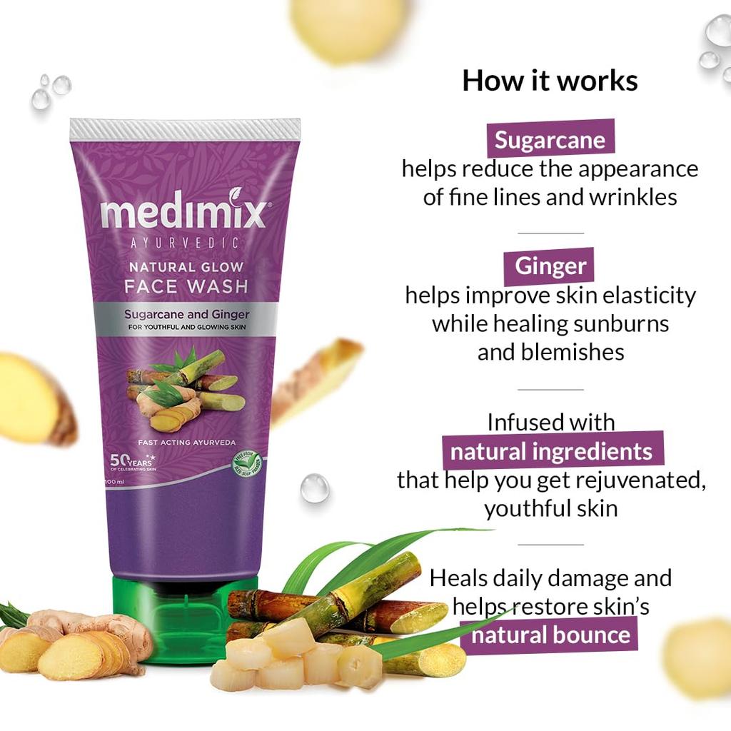 Medimix Аюрведическая натуральная пенка для умывания для сияния кожи с сахарным тростником и имбирем 175 мл