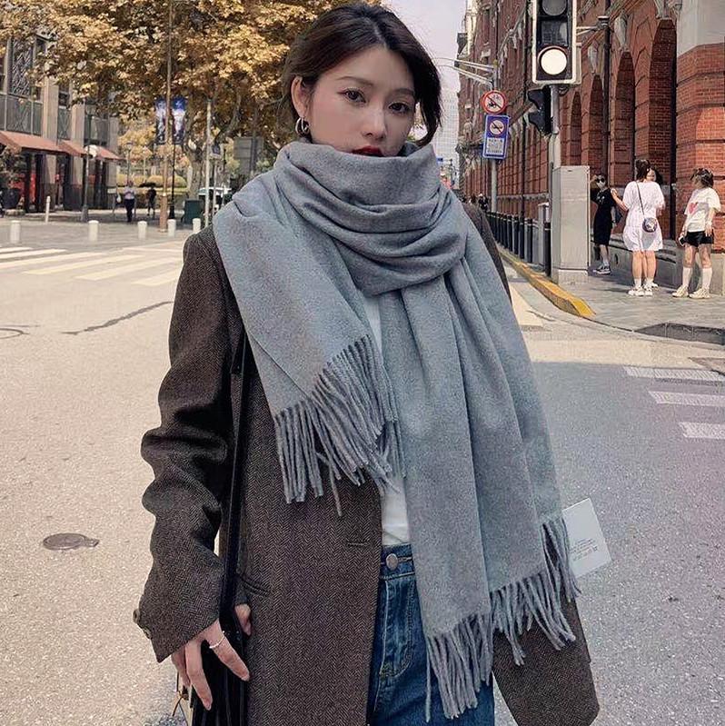 Wool & Cashmere Winter Scarf for Women & Men - Solid Color, Large, 2026 New