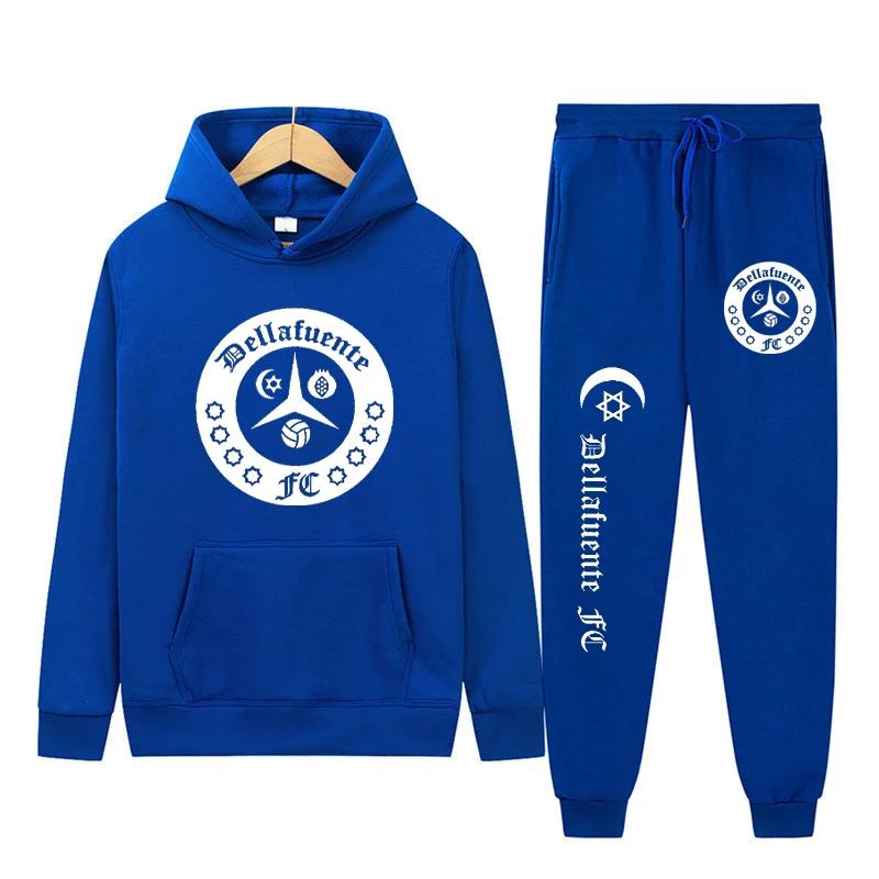 Dellafuente толстовки + брюки комплекты из 2 предметов мужские модные толстовки с буквенным принтом и графическим принтом бегун повседневный пуловер с капюшоном спортивные штаны