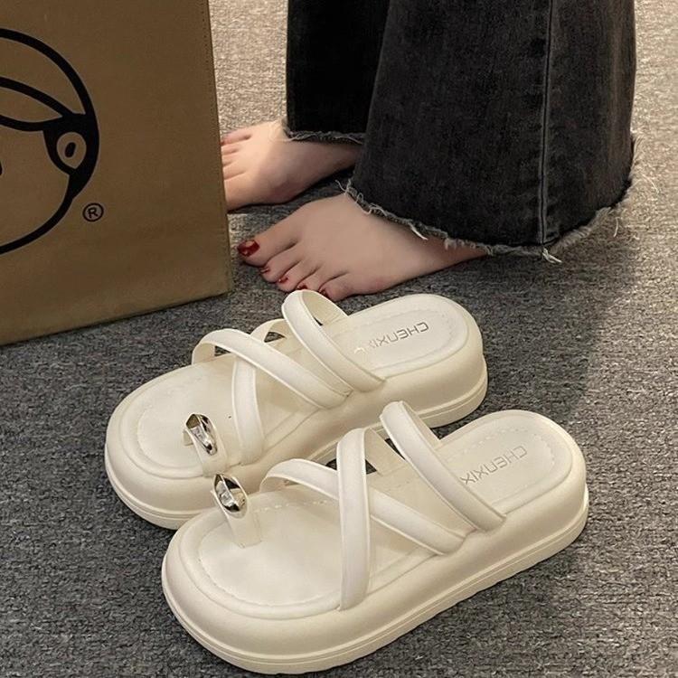 2024 Новые сандалии на толстой подошве с завышенным носком для женской летней верхней одежды