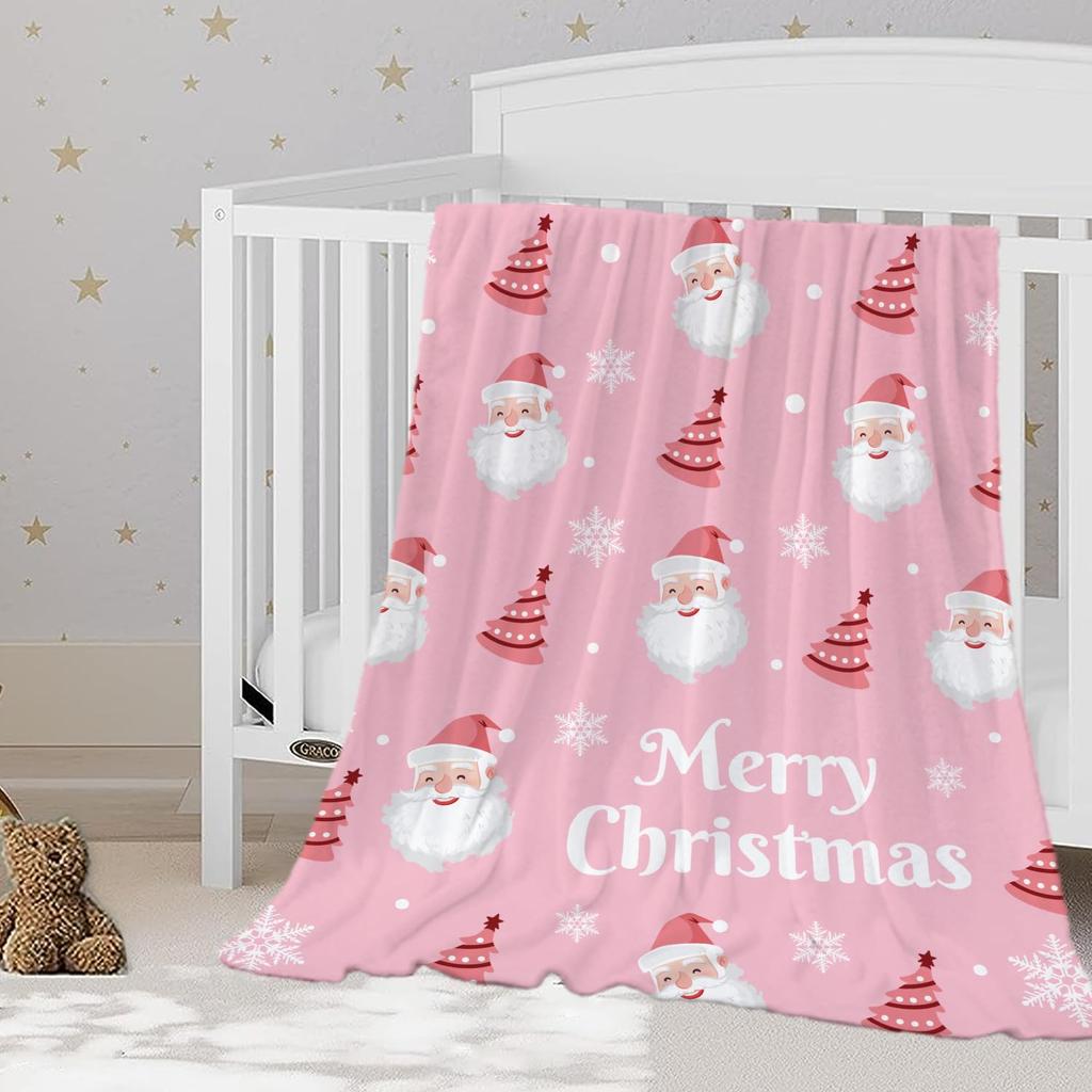 Santa Claus Blanket Christmas Theme Throw Blanket for Girls Boys Gift Super Soft Cozy Flannel Fuzzy Blanket for Couch Sofa Bed