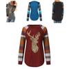 Soft Womens Christmas T-shirt Blouse With Chic Long Sleeves And Reindeer Motif