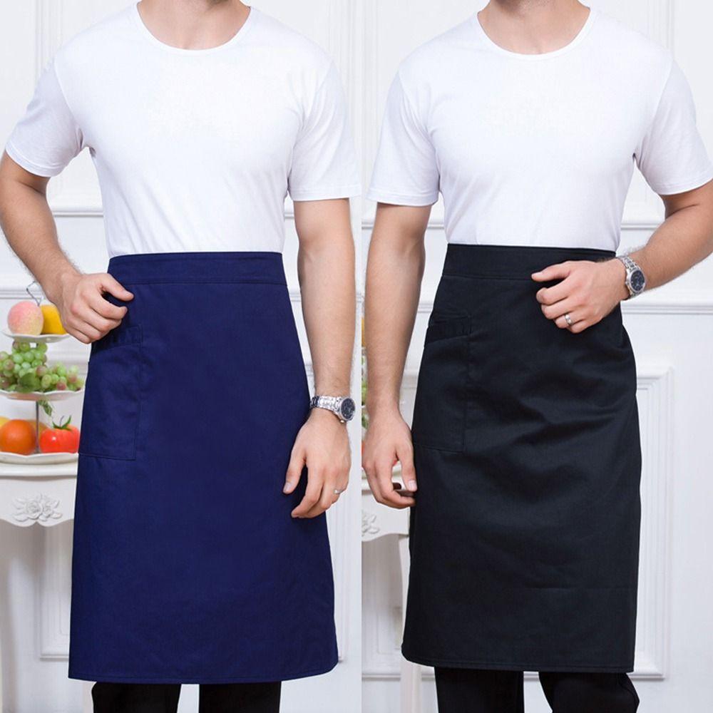 Unisex Waist Apron 3 Pockets Waiter Half Waist Apron New Short Half Waist Apron  Cafe Shop