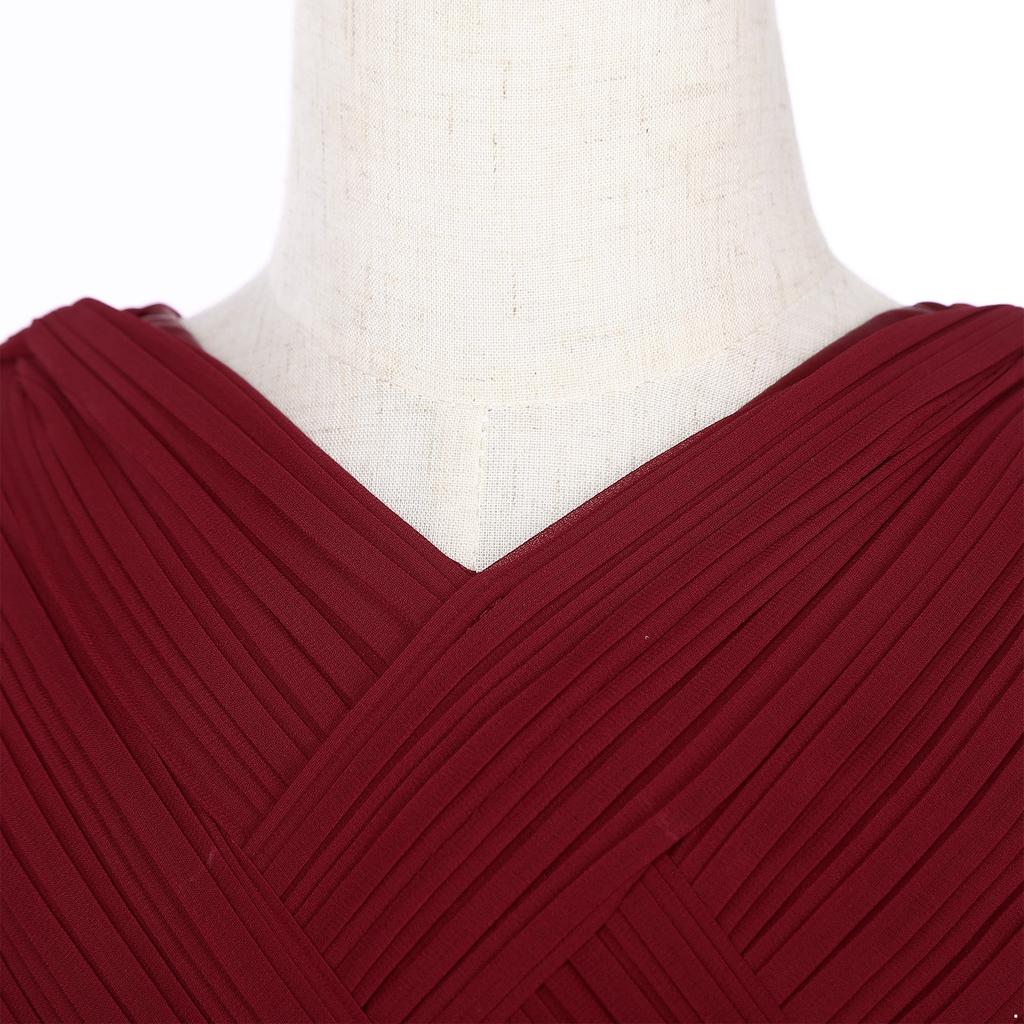 Девочки Блестящее Складчатое Переплетенное Шифоновое Платье V-образный Вырез Без Рукавов Дизайн Платье для Подружки Невесты Длинное Платье Платье для Свадебной Вечеринки